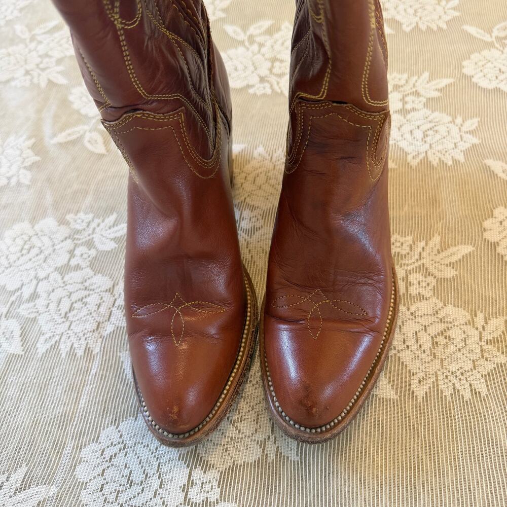 Vintage Frye Brown Leather Western Cowboy Boots Women’s 8 - Picture 3 of 7